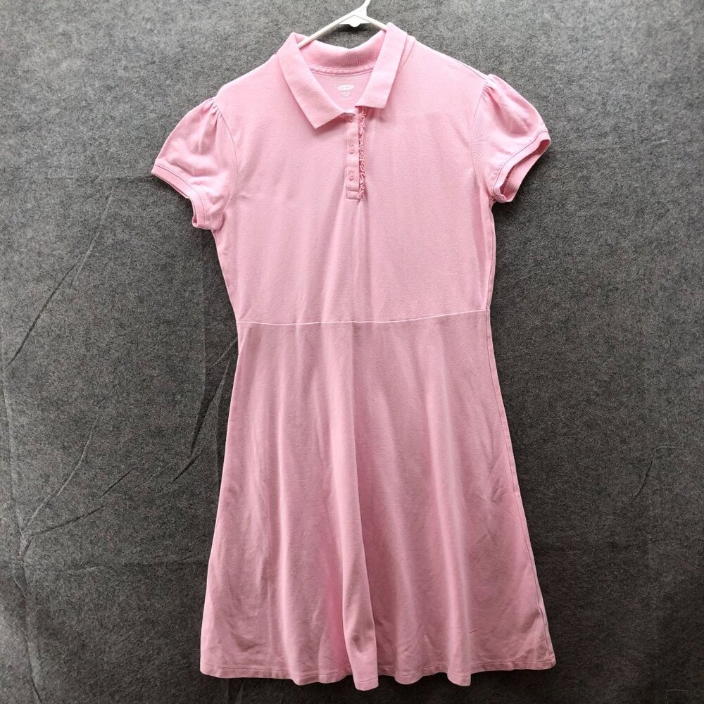 Old Navy Girls XXL 16 Plus Pink Polo Dress Short Sleeve Uniform A-Line Puff
